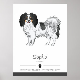 Affiche Chien Phalène tricolore avec son propre nom