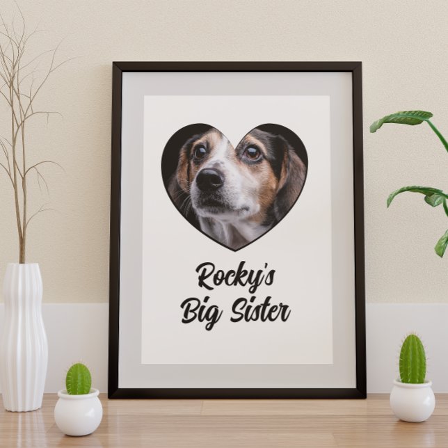 Affiche chien photo customisé grande soeur (Créateur téléchargé)