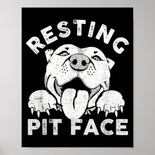 Affiche Chien Pitbull au repos Visage de Pit Humour sarcas