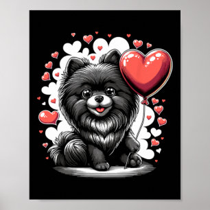 Affiche Chien Pomeranian noir Saint-Valentin Propriétaire