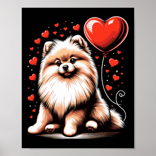 Affiche Chien Poméranien Saint-Valentin Propriétaire de ch (Devant)