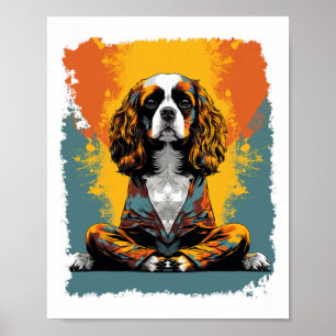 Affiche Chien Pop Art Yoga Méditation Cavalier King Charle