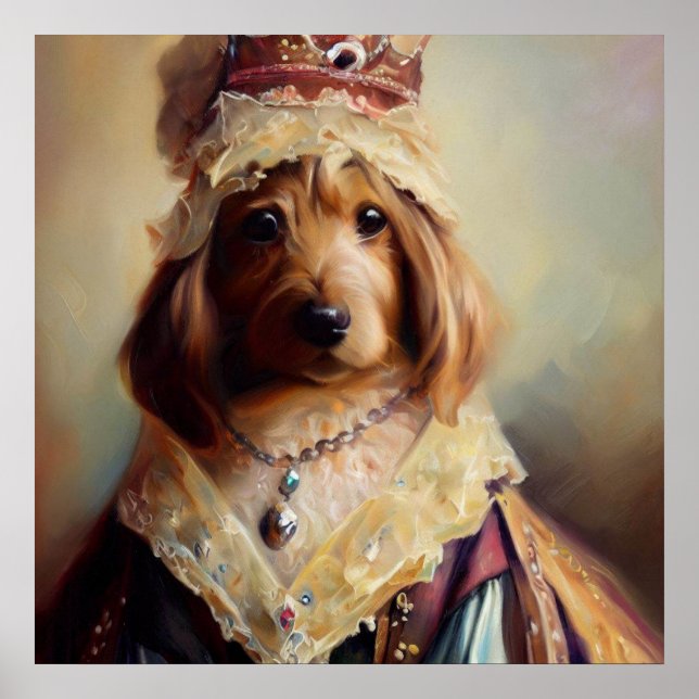 Affiche Chien princesse médiévale (Devant)