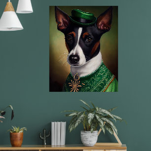 Affiche Chien Rat Terrier en robe de la Saint-Patrick