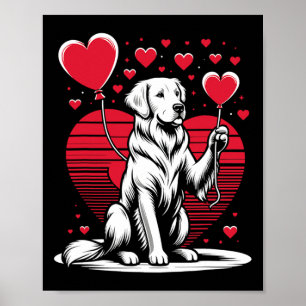 Affiche Chien Retriever doré Saint-Valentin Propriétaire d