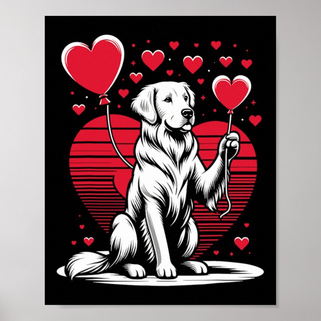 Affiche Chien Retriever doré Saint-Valentin Propriétaire d (Devant)