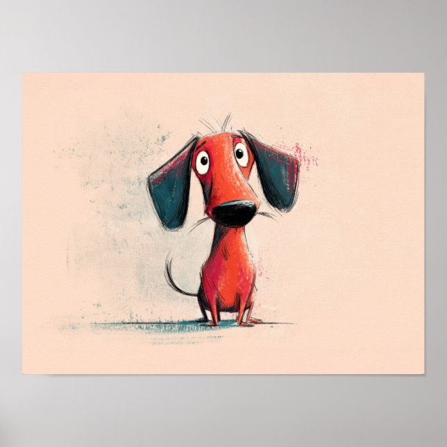 Affiche Chien Rouge Drôle – Art de Compagnon de Dessin Ani (Devant)
