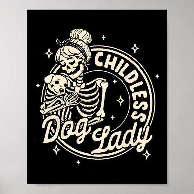Affiche Chien sans enfants Dames Drôle Chien Squelette Hal (Devant)