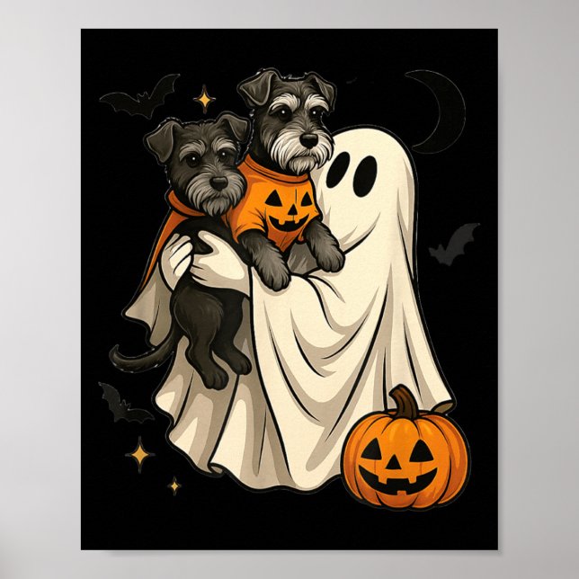 Affiche Chien Schnauzer Miniature Fantôme Halloween (Devant)