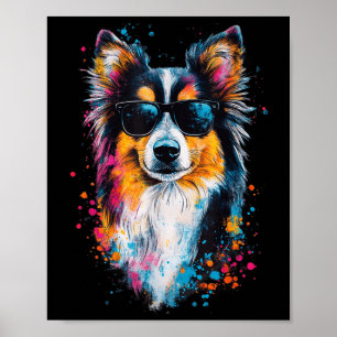 Affiche Chien Shetland coloré Chien Cheveux Visage mignon