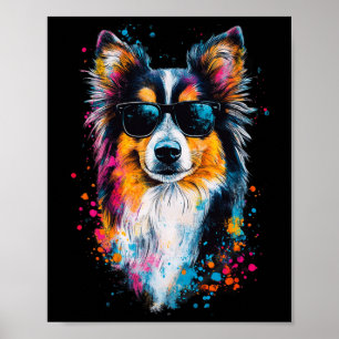 Affiche Chien Shetland coloré Chien Cheveux Visage mignon