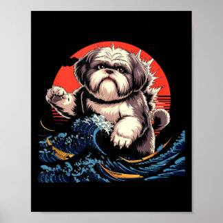 Affiche Chien shih tzu chien shihtzu art japonais shitzhu 
