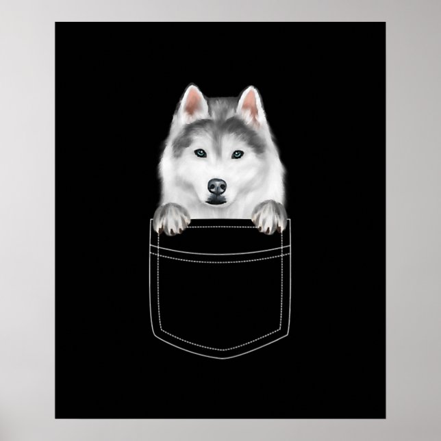 Affiche Chien Sibérien Husky À Poche |Drôle cadeau de l'am (Devant)