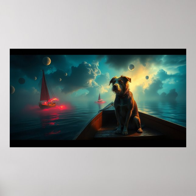 Affiche Chien sur bateau (Devant)