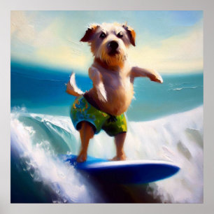 Affiche Chien surf