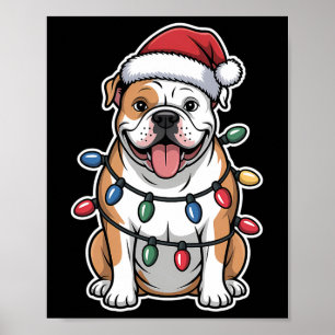 Affiche Chien-taureau Américain Enveloppé Dans Les Lumière