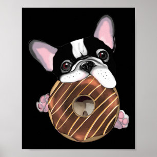 Affiche Chien-taureau Français Et Donat Au Chocolat