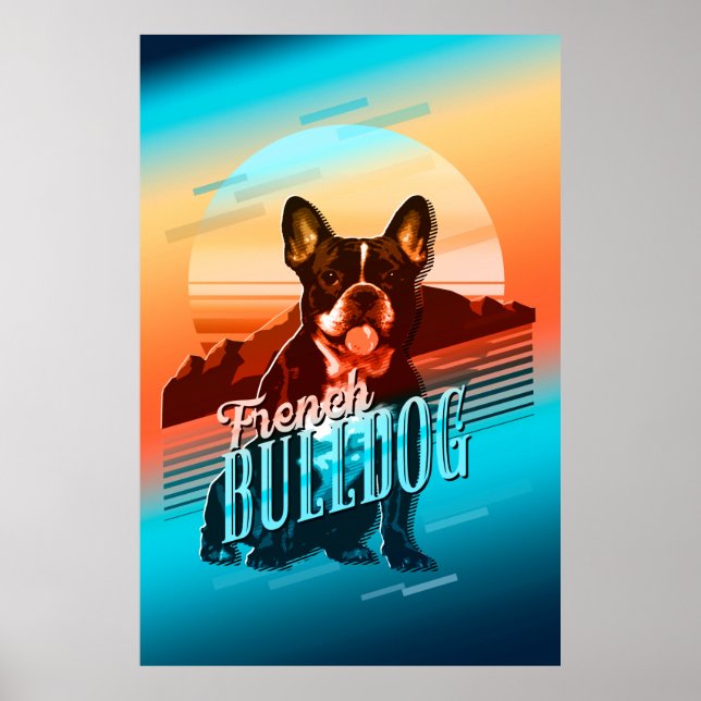 Affiche Chien-taureau français rétro graphique ID754 multi (Devant)