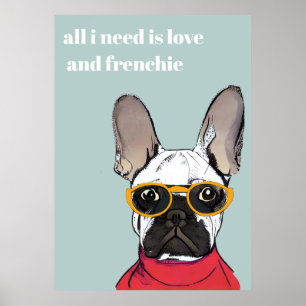 Affiche Chien-taureau Rouge Rouge Mignonne Avec Lunettes D