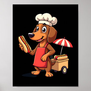 Affiche Chien Teckel Drôle Weenie Saucisse Hotdog Sandwich
