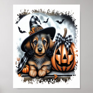 Affiche Chien teckel Halloween