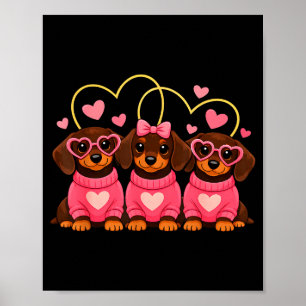 Affiche Chien teckel mignon Saint-Valentin amant romantiqu