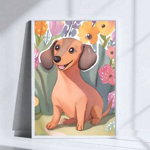 Affiche Chien Teckel Puppy Art d'animal de compagnie Chi