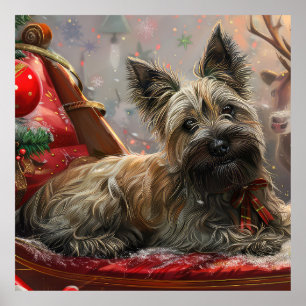 Affiche Chien Terrier Skye Noël Festif