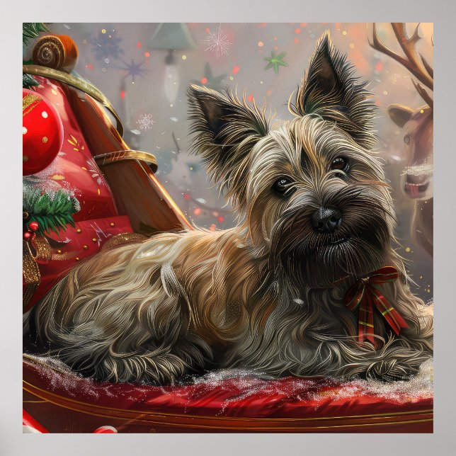 Affiche Chien Terrier Skye Noël Festif (Devant)