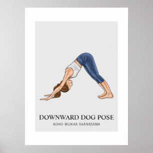 Affiche Chien tête en bas Pose Yoga Fitness Femme