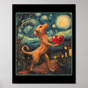 Affiche Chien Valentine Starry Nuit Van Gogh Valentines Jo