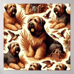 Affiche Chien vintage Briard sans soudure