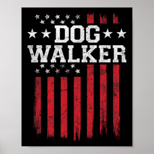 Affiche Chien Walker Fier Drapeau Américain Usa Patriot Pa