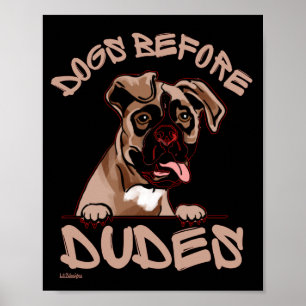 Affiche CHIENS AVANT DUDES Olde English Bulldog drôle chie
