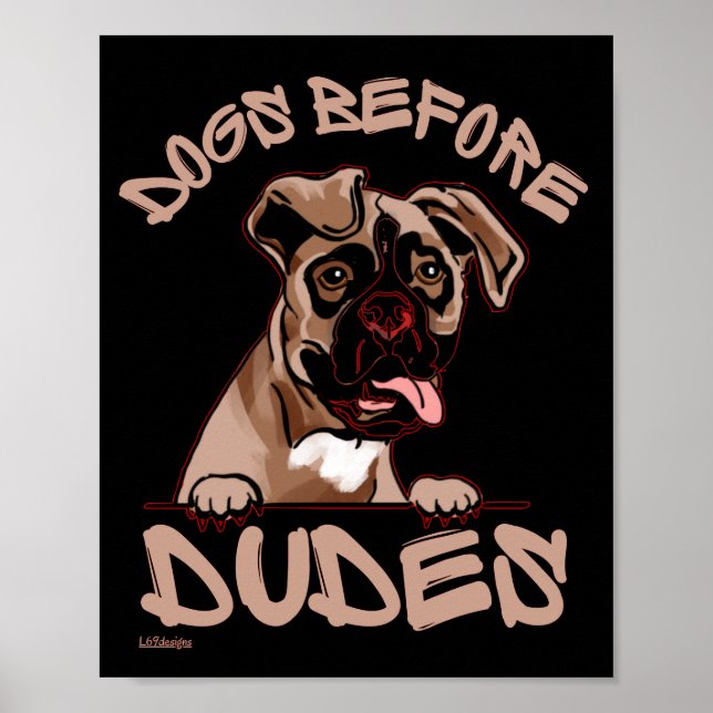 Affiche CHIENS AVANT DUDES Olde English Bulldog drôle chie (Devant)