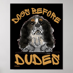 Affiche CHIENS AVANT LES DUDES Cavalier Roi Charles Spanie