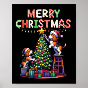 Affiche Chiens Beagles de Noël Amoureux des animaux animau