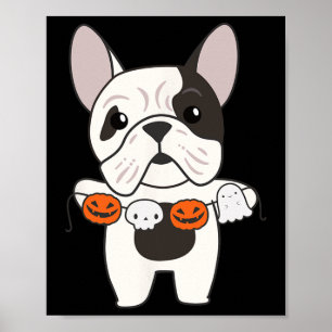 Affiche Chiens Citrouilles d'Halloween heureux de Bulldog