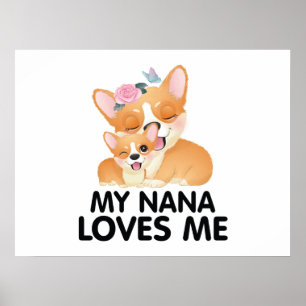 Affiche Chiens Corgi Mignons - Ma Nana M'aime