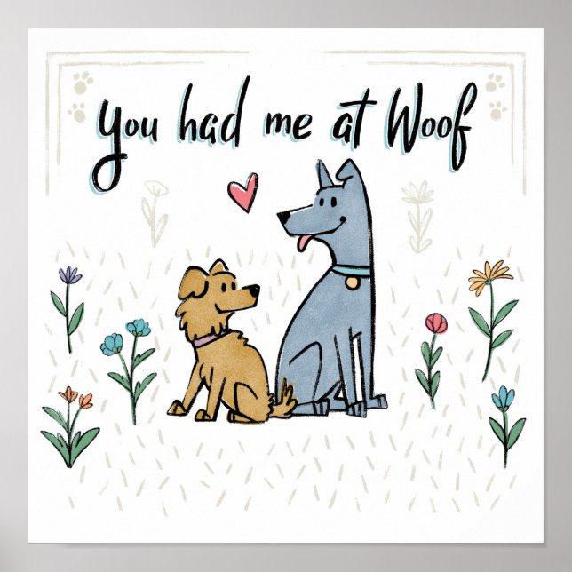 Affiche Chiens dans le jardin III | Vous M'Avez Eu À Woof (Devant)