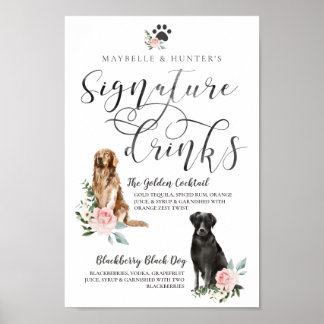 Affiche Chiens d'aquarelle mignonne Boissons Signature Cou