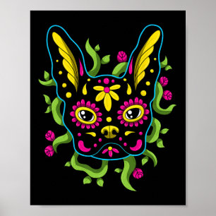 Affiche Chiens De Bulldog Calavera Dia De Los Muertos