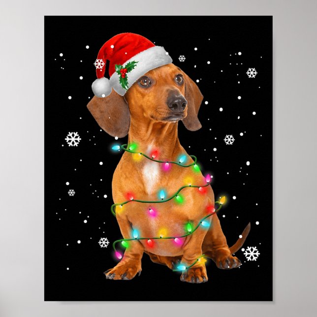 Affiche Chiens de Dachshund Arbre Noël Chandail Noël Noël  (Devant)