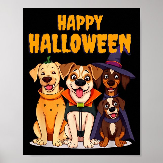 Affiche Chiens de Halloween mignons drôles - Design unique (Devant)