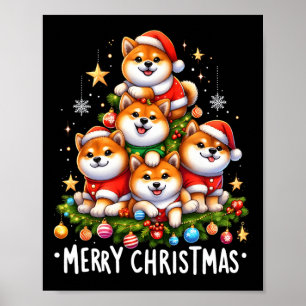 Affiche Chiens de Shiba Inu Joyeux Noël Noël Joyeux Noël