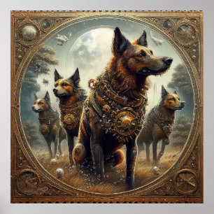 Affiche Chiens De Steampunk À La Chasse