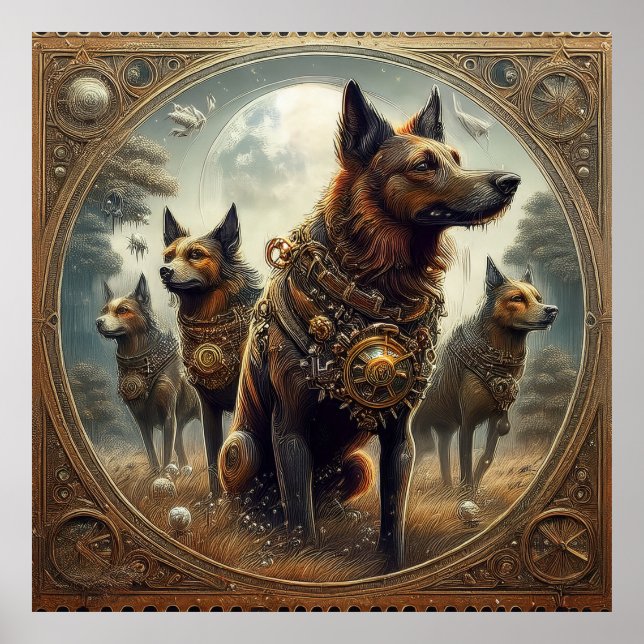 Affiche Chiens De Steampunk À La Chasse (Devant)