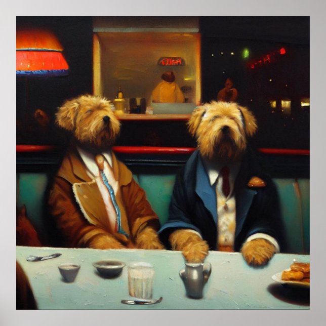 Affiche Chiens en dîner (Devant)