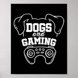 Affiche Chiens Et Jeu Joueur Vidéo Jeux Joueur Jeux Nerd