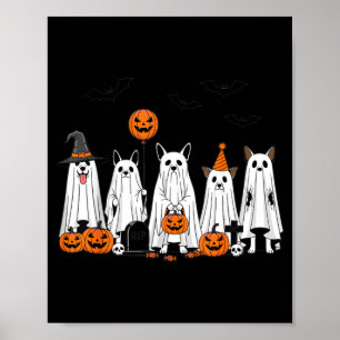 Affiche Chiens fantômes d'Halloween Dessin animé de citrou